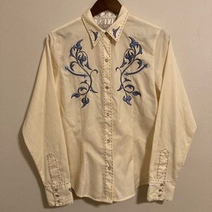 Vintage Roper Western Embroidered Pearl Snap Buttonup